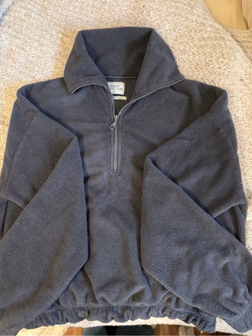 Urban Outfitters Navy Charcoal Half-Zip Fleece Pullover